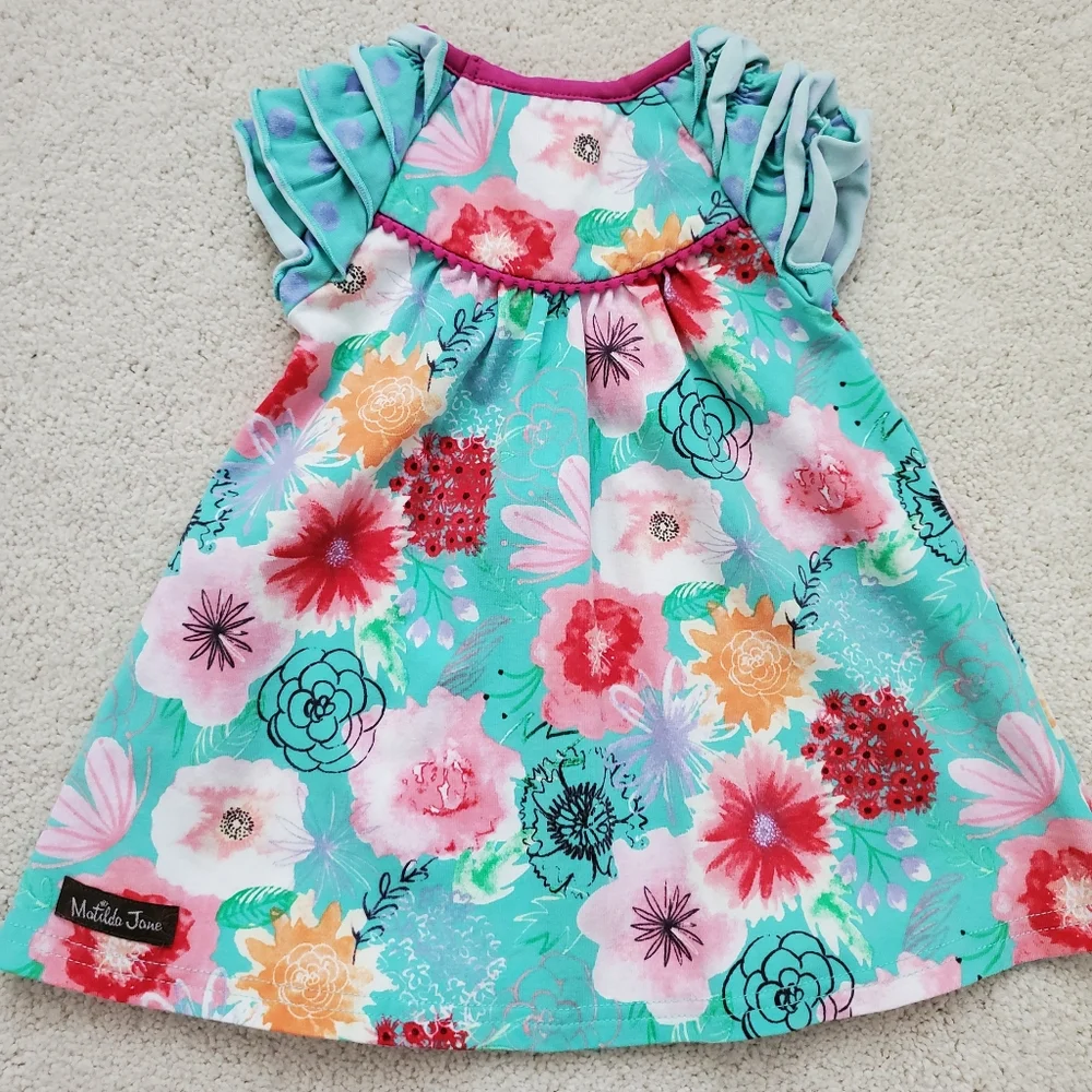 Matilda Jane Pick Up Sticks The Adventure Begins Floral Dress sz3-6m